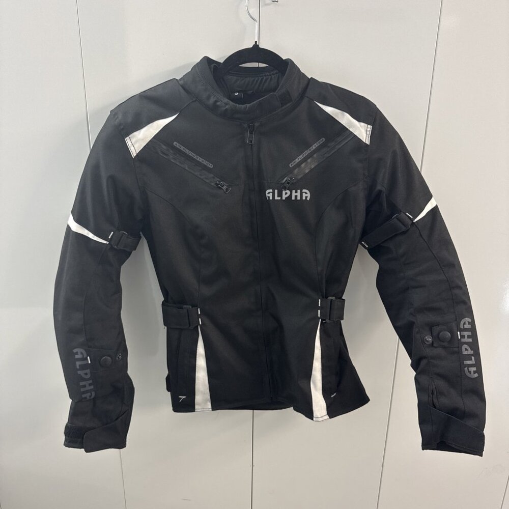 Alpha Cycle Gear‎ Women's Size Small Motorcycle Biker Jacket Armored Black/White